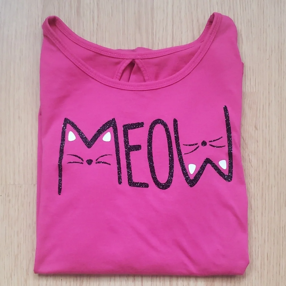 Glitter MEOW Cat Fun Shirt Size 12 by Justice
